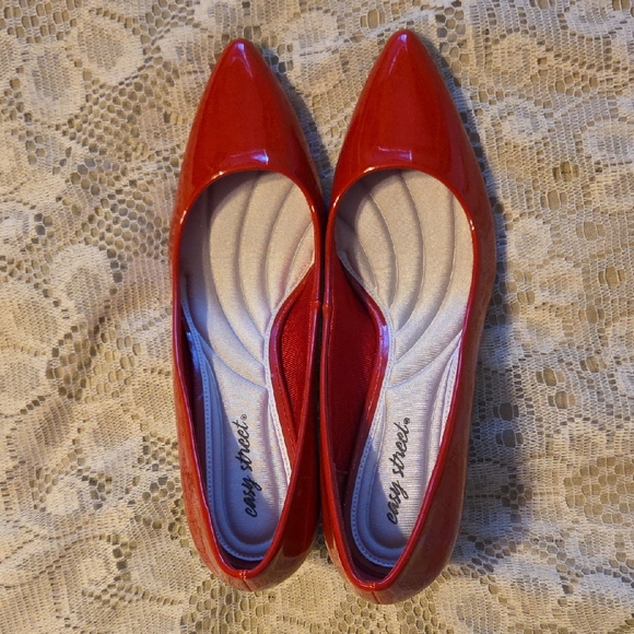 easy street Shoes - Easy Street Glossy Red Women's Flats